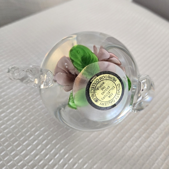 Design Gallery Glass Teapot Paperweight Flowers Leaves Cottage - Picture 7 of 10